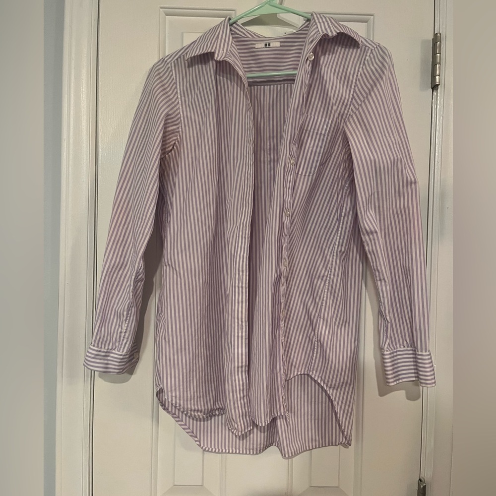 Purple and white button down